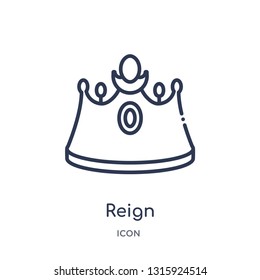 reign icon from shapes outline collection. Thin line reign icon isolated on white background.