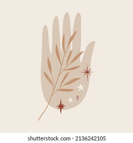 Reiki hand energy magical hands vector illustration. Magic holistic medicine art concept. Sending love healing energy.