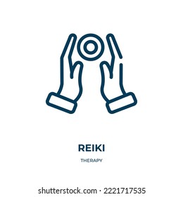 Reiki icon. Linear vector illustration from therapy collection. Outline reiki icon vector. Thin line symbol for use on web and mobile apps, logo, print media.