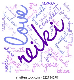 Reiki Word Cloud On a White Background. 