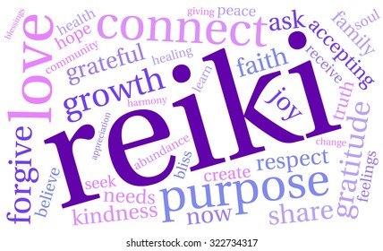 Reiki Word Cloud On a White Background. 