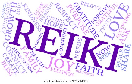 Reiki Word Cloud On a White Background. 