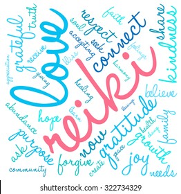 Reiki Word Cloud On a White Background. 