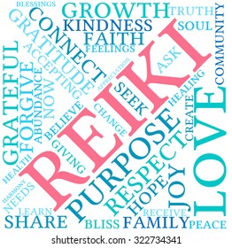 Reiki Word Cloud On a White Background. 