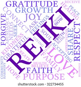 Reiki Word Cloud On a White Background. 