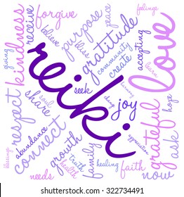 Reiki Word Cloud On a White Background. 