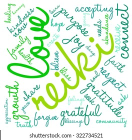 Reiki Word Cloud On a White Background. 