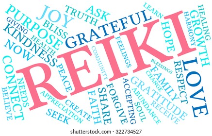 Reiki Word Cloud On a White Background. 
