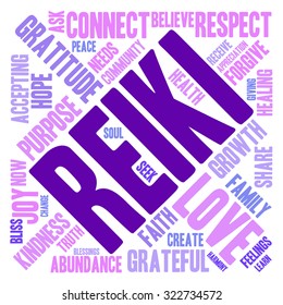 Reiki Word Cloud On a White Background. 