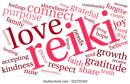 Reiki Word Cloud On a White Background. 