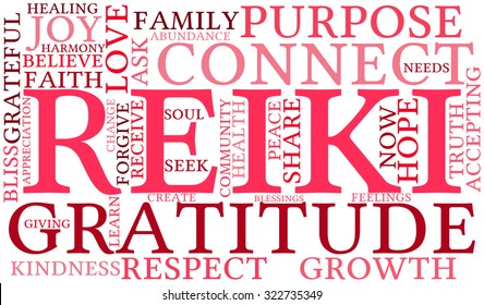 Reiki Word Cloud On a White Background. 