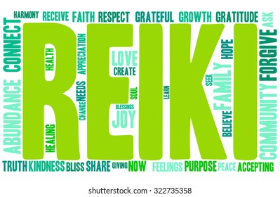 Reiki Word Cloud On a White Background. 