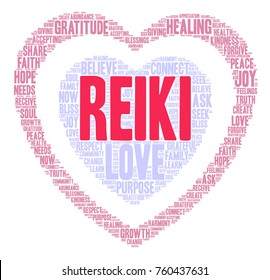 Reiki word cloud on a white background. 