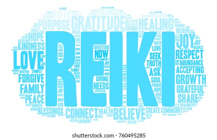 Reiki word cloud on a white background. 