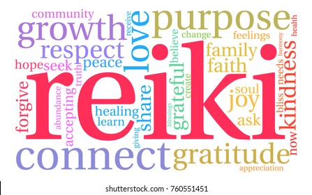 Reiki word cloud on a white background. 