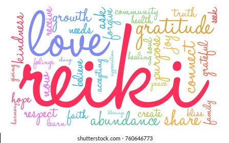 Reiki word cloud on a white background. 