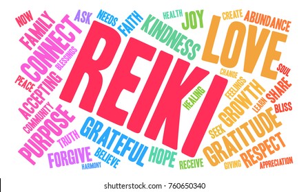 Reiki word cloud on a white background. 