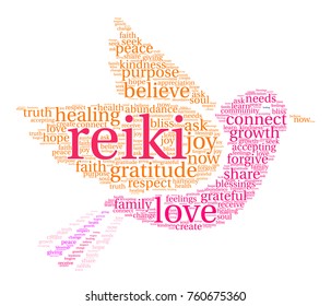 Reiki word cloud on a white background. 