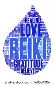 Reiki word cloud on a white background. 
