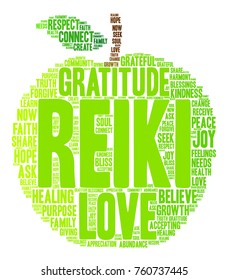 Reiki word cloud on a white background. 