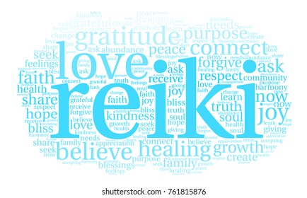 Reiki word cloud on a white background. 