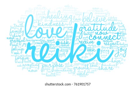 Reiki word cloud on a white background. 