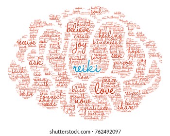 Reiki word cloud on a white background. 