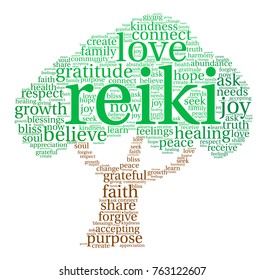 Reiki word cloud on a white background. 