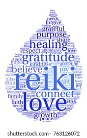 Reiki word cloud on a white background. 