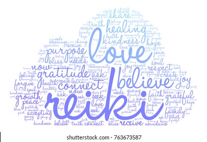 Reiki word cloud on a white background. 
