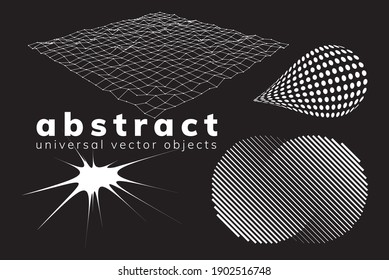 The reimagined design of 80-90s, retro-futurism, brutalist style. New look at design, with distorted and extraordinary forms, bold abstract geometric shapes. For web, media, sci-fi scenes, games logo