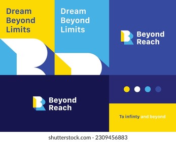 Reimagining the branding design of Beyond Reach, we present a captivating logo and color template infused with vibrant shades of blue and yellow, radiating an energetic aura.