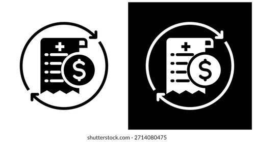 Icono De Reembolso Fijado En Fondo Blanco Y Negro