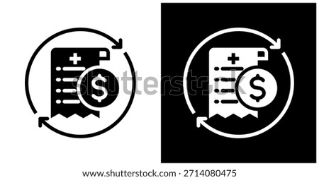 Reimbursement Icon Set In White And Black Background