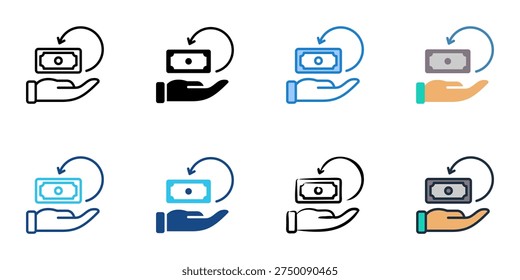 Reimbursement icons set multiple style collection. Editable stroke 
