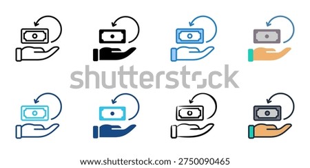 Reimbursement icons set multiple style collection. Editable stroke 
