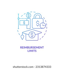 Reimbursement limits blue gradient concept icon. Financial assistance. Collage payment. Tuition reimbursement. Loan repayment abstract idea thin line illustration. Isolated outline drawing