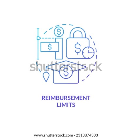 Reimbursement limits blue gradient concept icon. Financial assistance. Collage payment. Tuition reimbursement. Loan repayment abstract idea thin line illustration. Isolated outline drawing