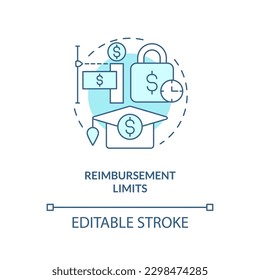 Reimbursement limits turquoise concept icon. Financial aid. Collage payment. Financial assistance. Loan repayment abstract idea thin line illustration. Isolated outline drawing. Editable stroke