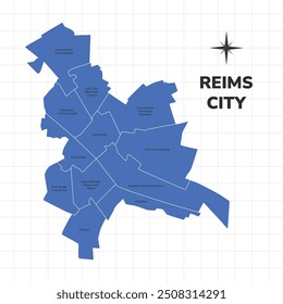 Reims City map illustration. Map of the City in France