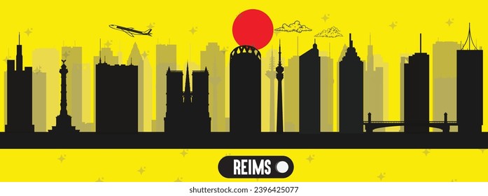 Reims , France beautiful skyline vector illustration