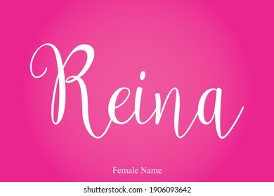 Reina Female name - in Stylish Lettering Cursive Typography Text Pink Color Gradient Background 