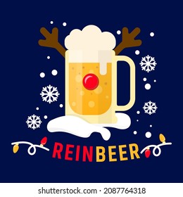 Reinbeer X-mas beer deer. Christmas funny print. Ideal gift for beer lovers