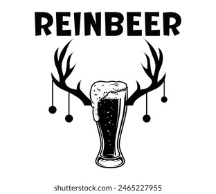 Reinbeer,Beer Svg,Drink T-shirt,Retro,Beer Quotes,Alcohol Svg,Beer Glass,Beer Season Svg,Silhouette,Cut file