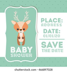 reindeer animal baby shower card icon vector illustration graphic
