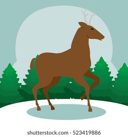reindeer animal christmas icon
