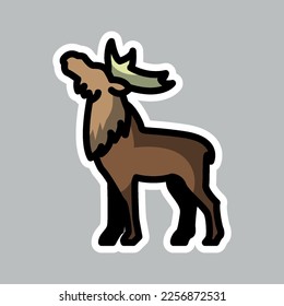 reindeer animal, editable cartoon style sticker vector