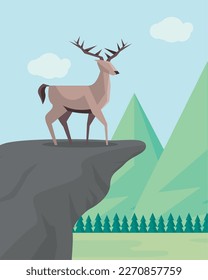 reindeer animal in landscape scene