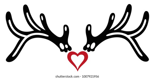 Reindeer antler with heart.  Christmas and Oktoberfest. 