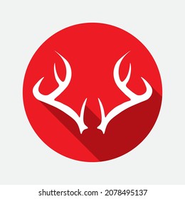 Reindeer antler icon. Christmas decor symbol. Flat design style.